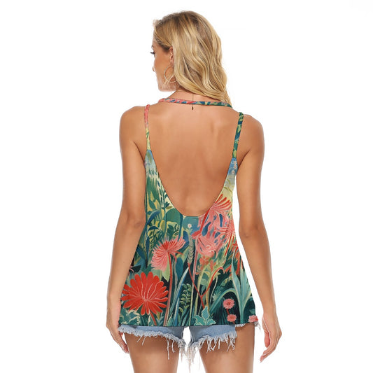 All-Over Print Women's Halter Top With Backless