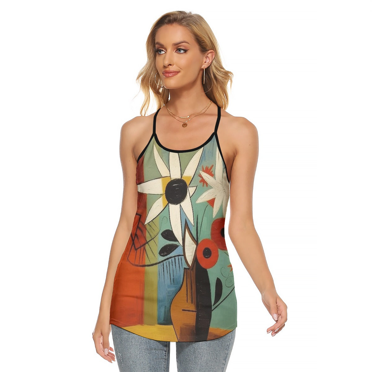 All-Over Print Women's Criss-Cross Open Back Tank Top