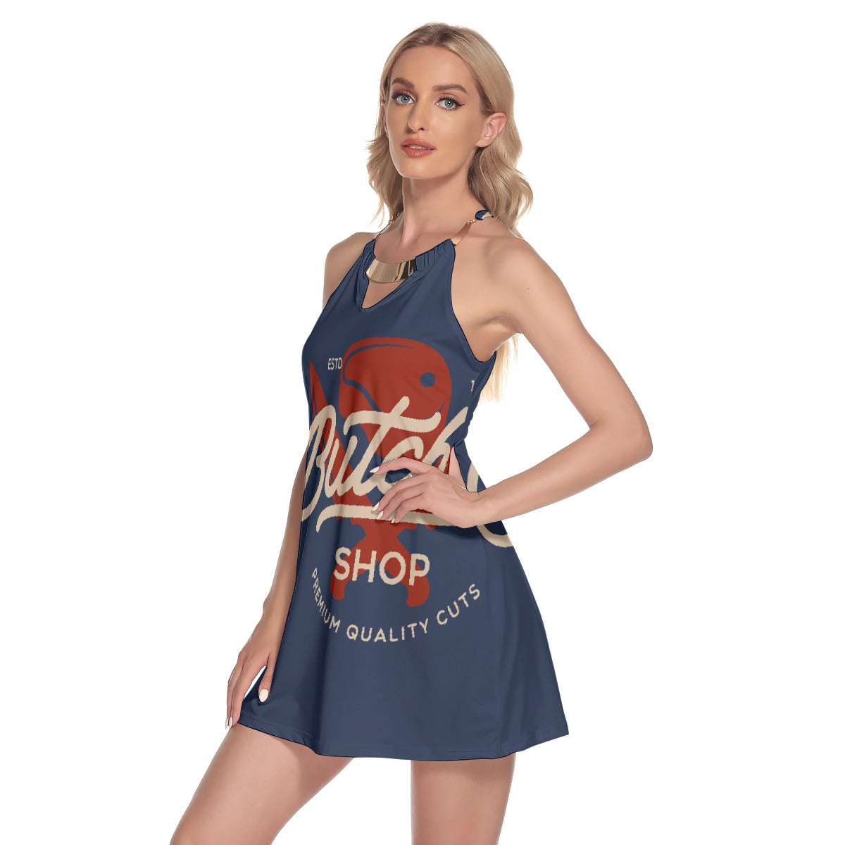 All-Over Print Women's Round Neck Above Knee Dress