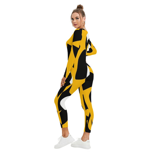All-Over Print Women's Plunging Neck Jumpsuit