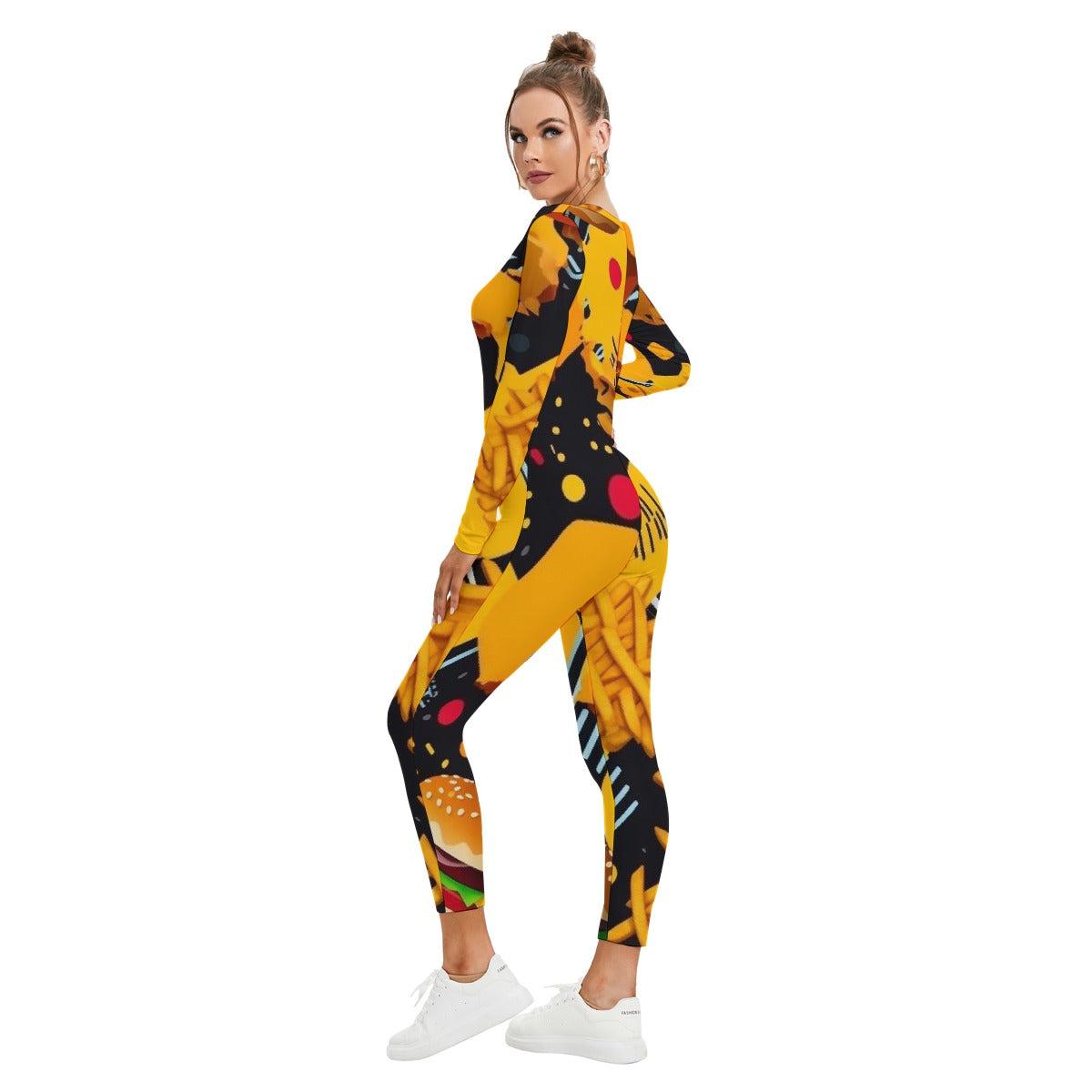 All-Over Print Women's Plunging Neck Jumpsuit