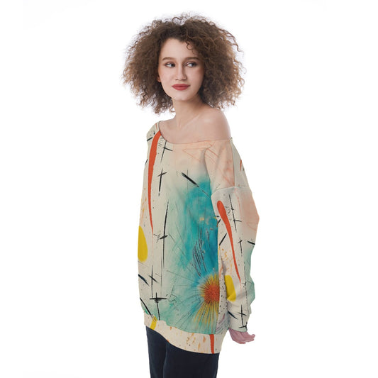 All-Over Print Oversized Women's Off-Shoulder Sweatshirt