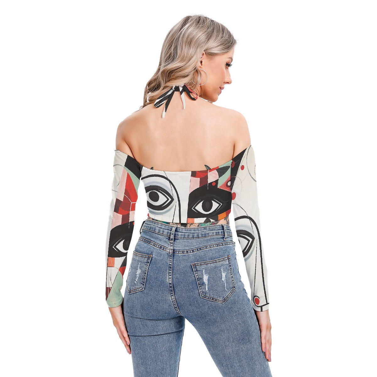 All-Over Print Women's Halter Lace-up Top