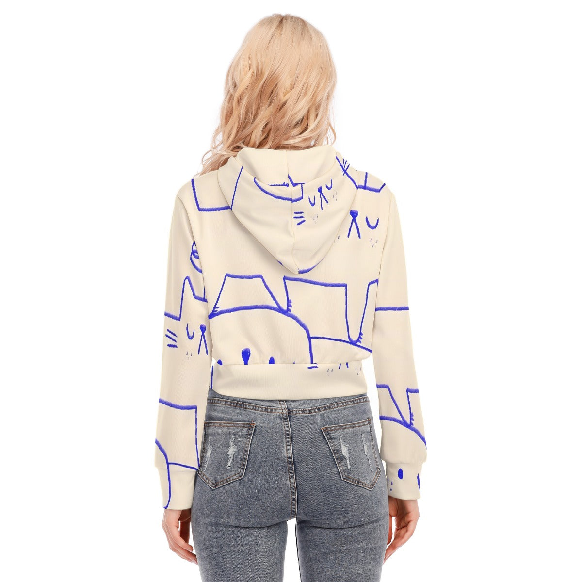 All-Over Print Women's Crop Top Hoodie With Zipper Closure