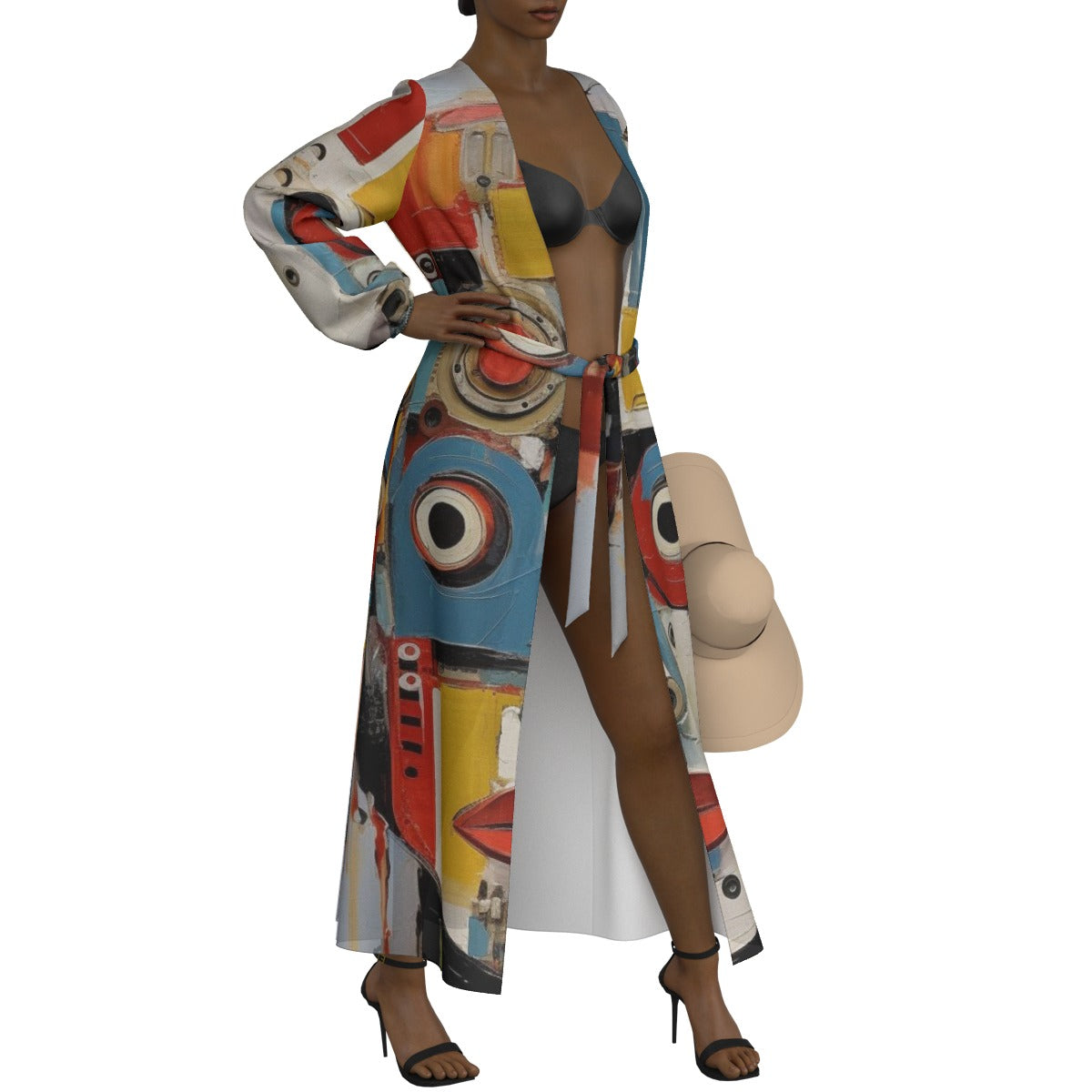 All-Over Print Women's Lace-up Chiffon Robe