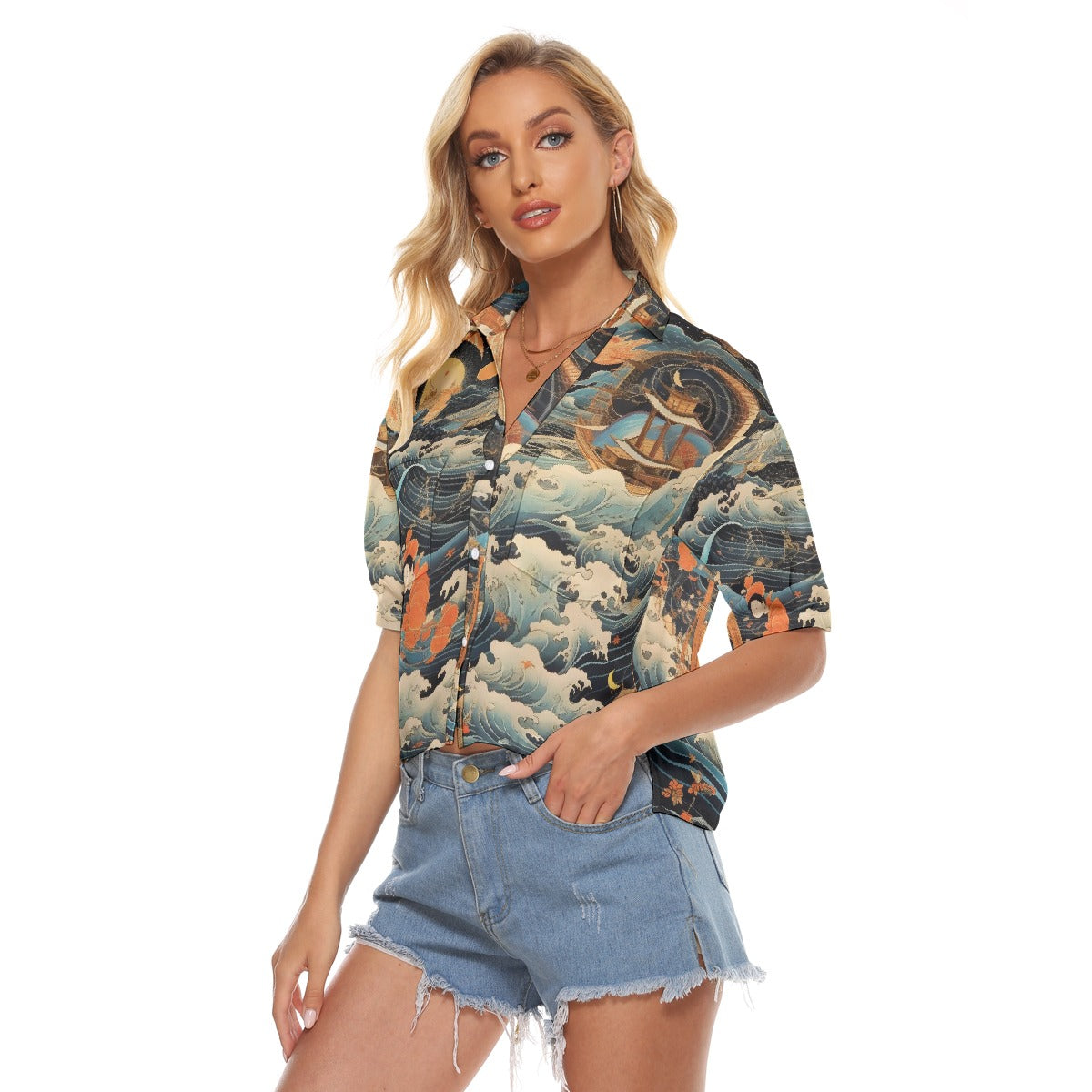 All-Over Print Women's V-neck Shirts