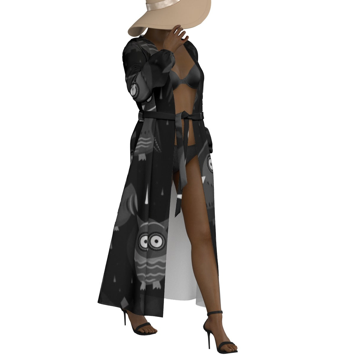 All-Over Print Women's Lace-up Chiffon Robe