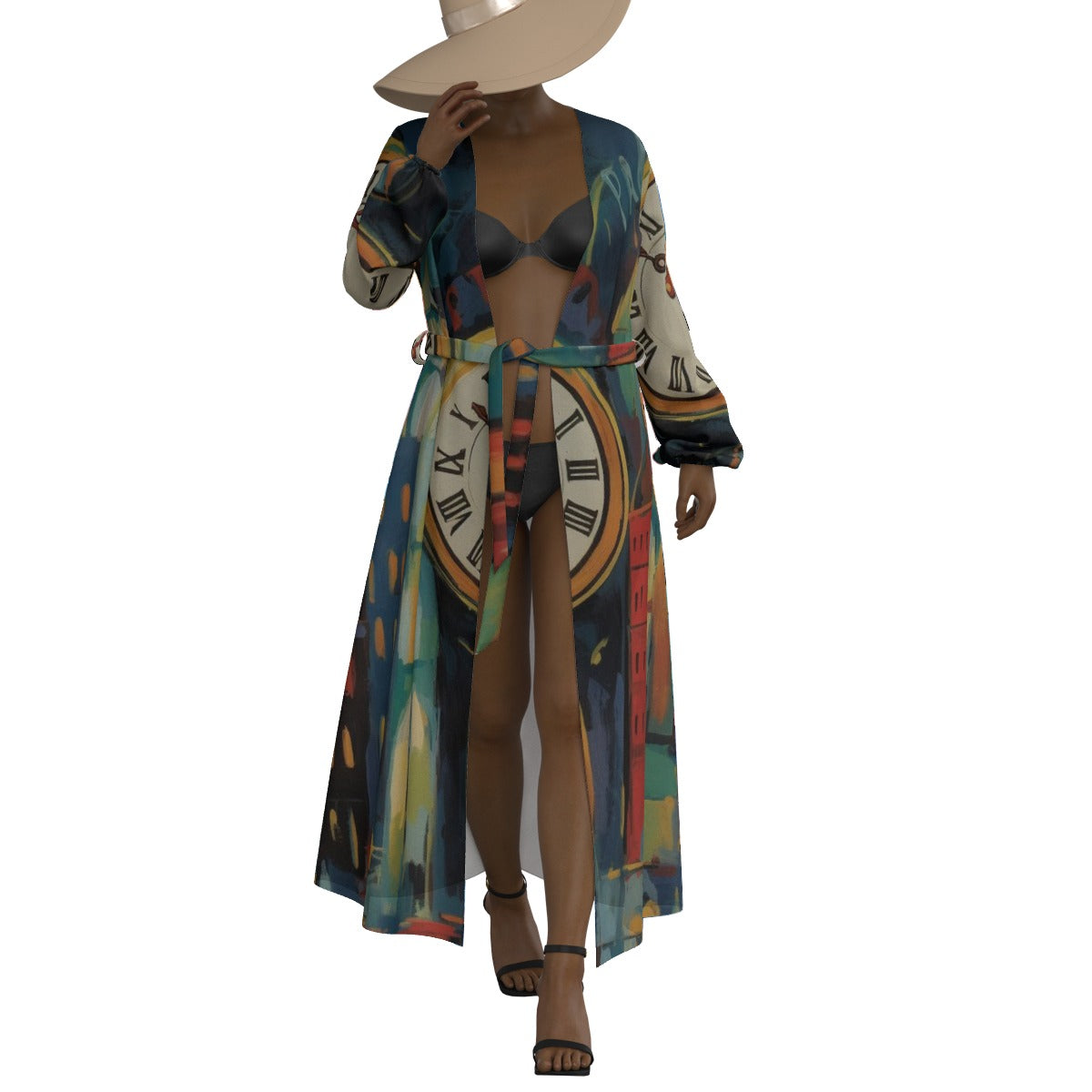 All-Over Print Women's Lace-up Chiffon Robe