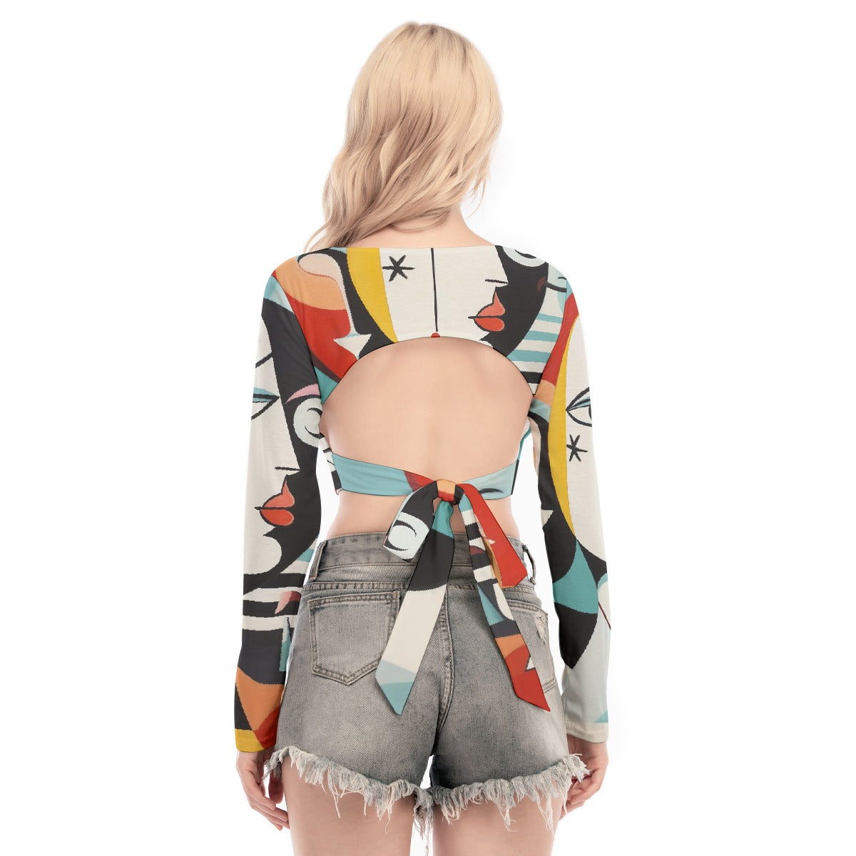 All-Over Print Women's Back Hollow T-shirt With Strap