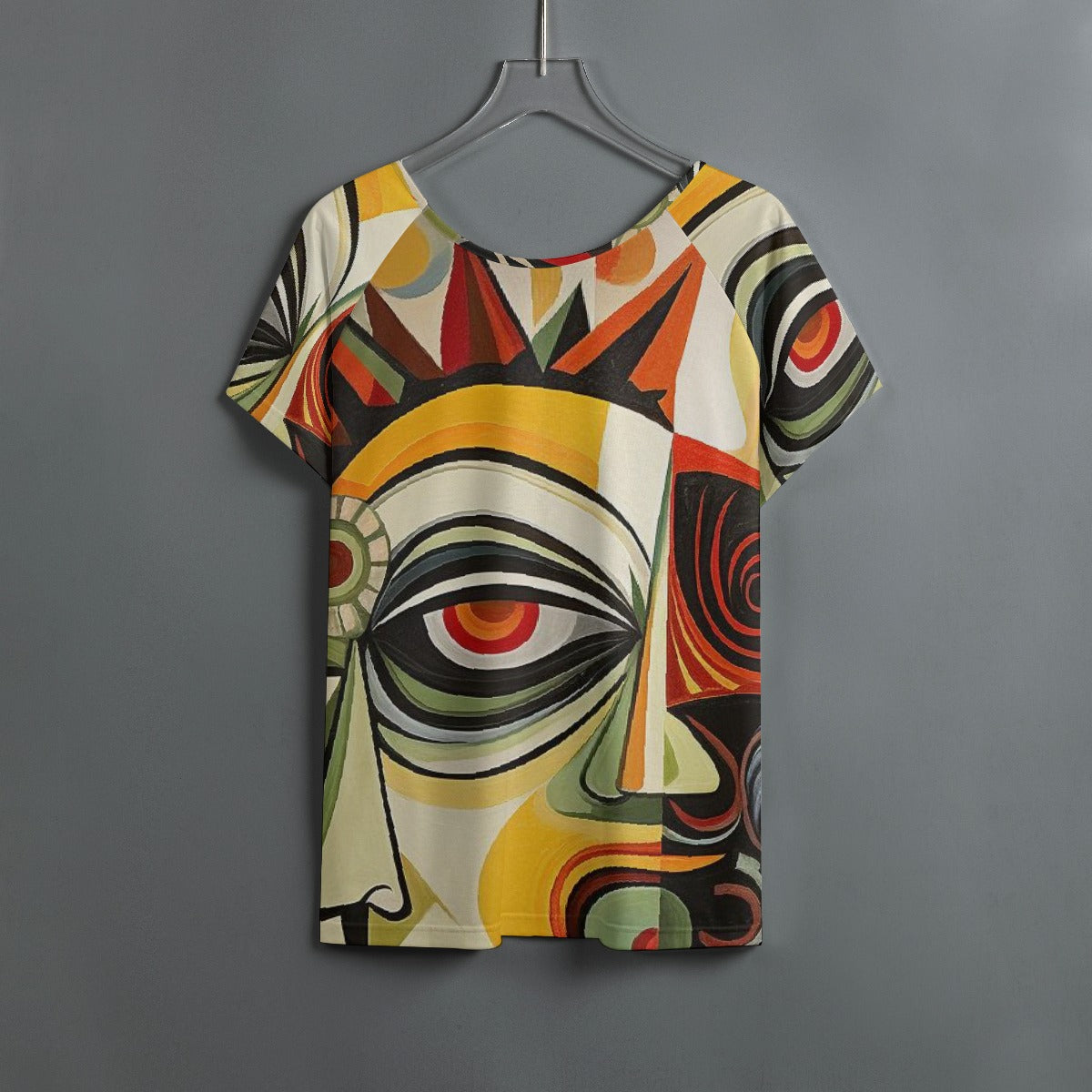 All-Over Print Women's Round Neck T-shirt With Raglan Sleeve