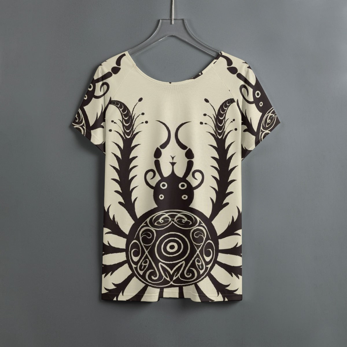 All-Over Print Women's Round Neck T-shirt With Raglan Sleeve