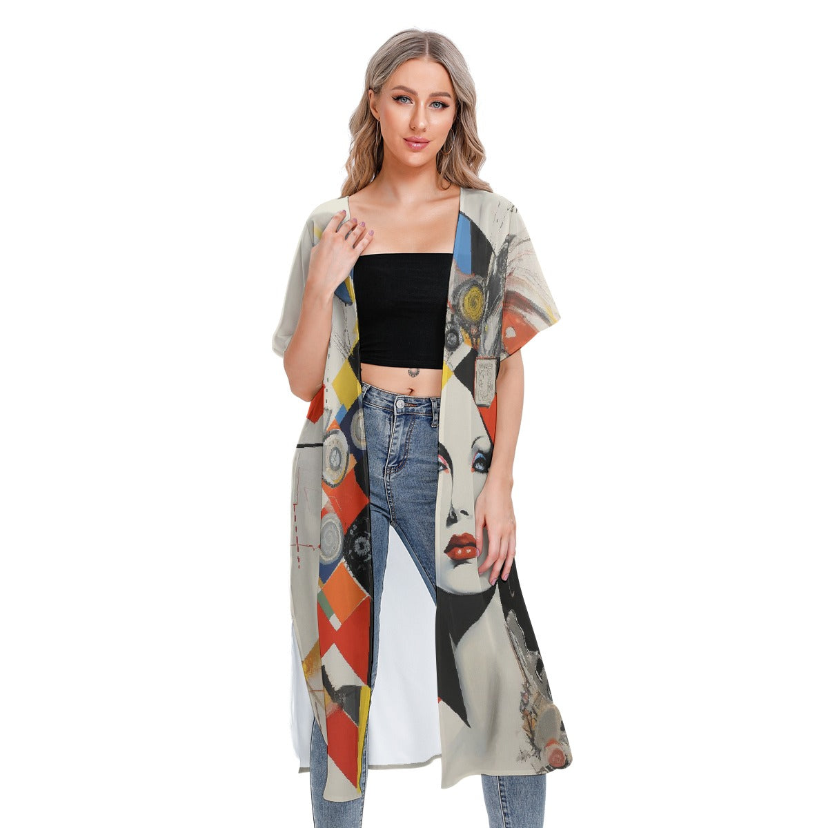 All-Over Print Women's Short Sleeve Cardigan