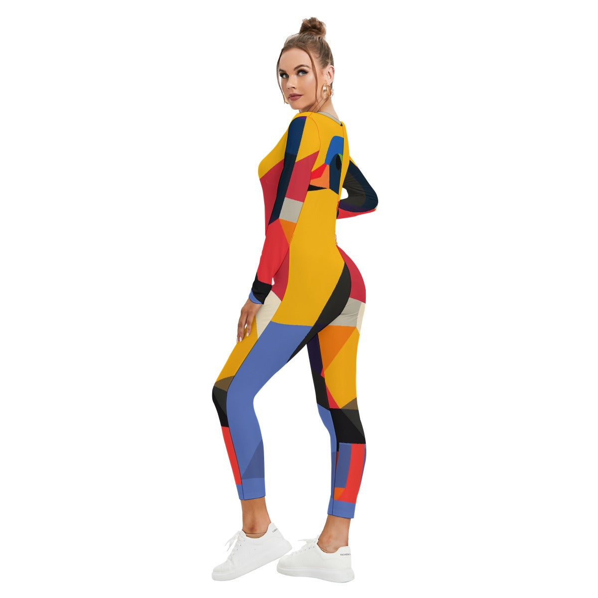 All-Over Print Women's Plunging Neck Jumpsuit