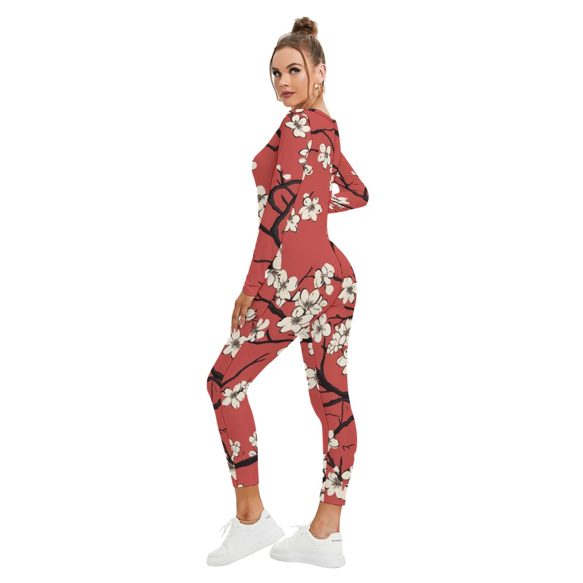 All-Over Print Women's Plunging Neck Jumpsuit