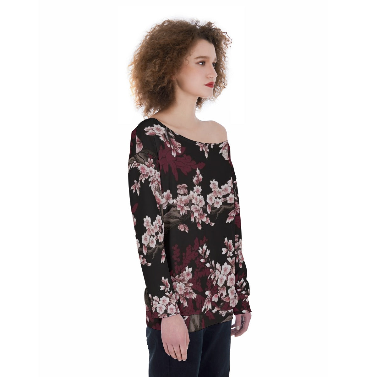 All-Over Print Oversized Women's Off-Shoulder Sweatshirt