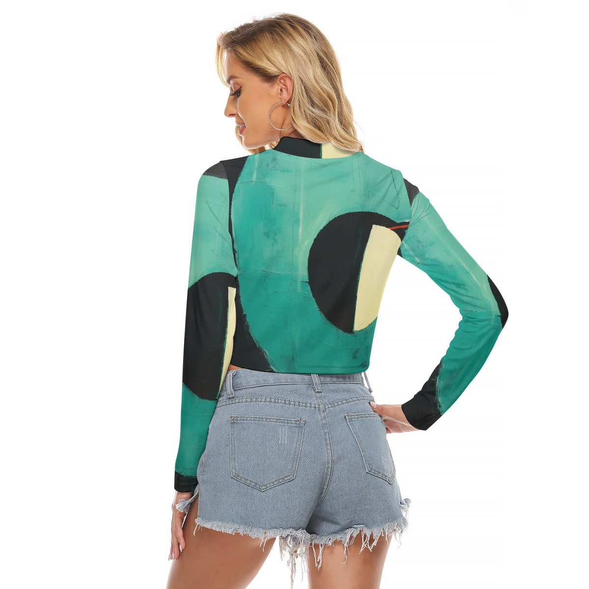 All-Over Print Women's Hollow Chest Keyhole Tight Crop Top