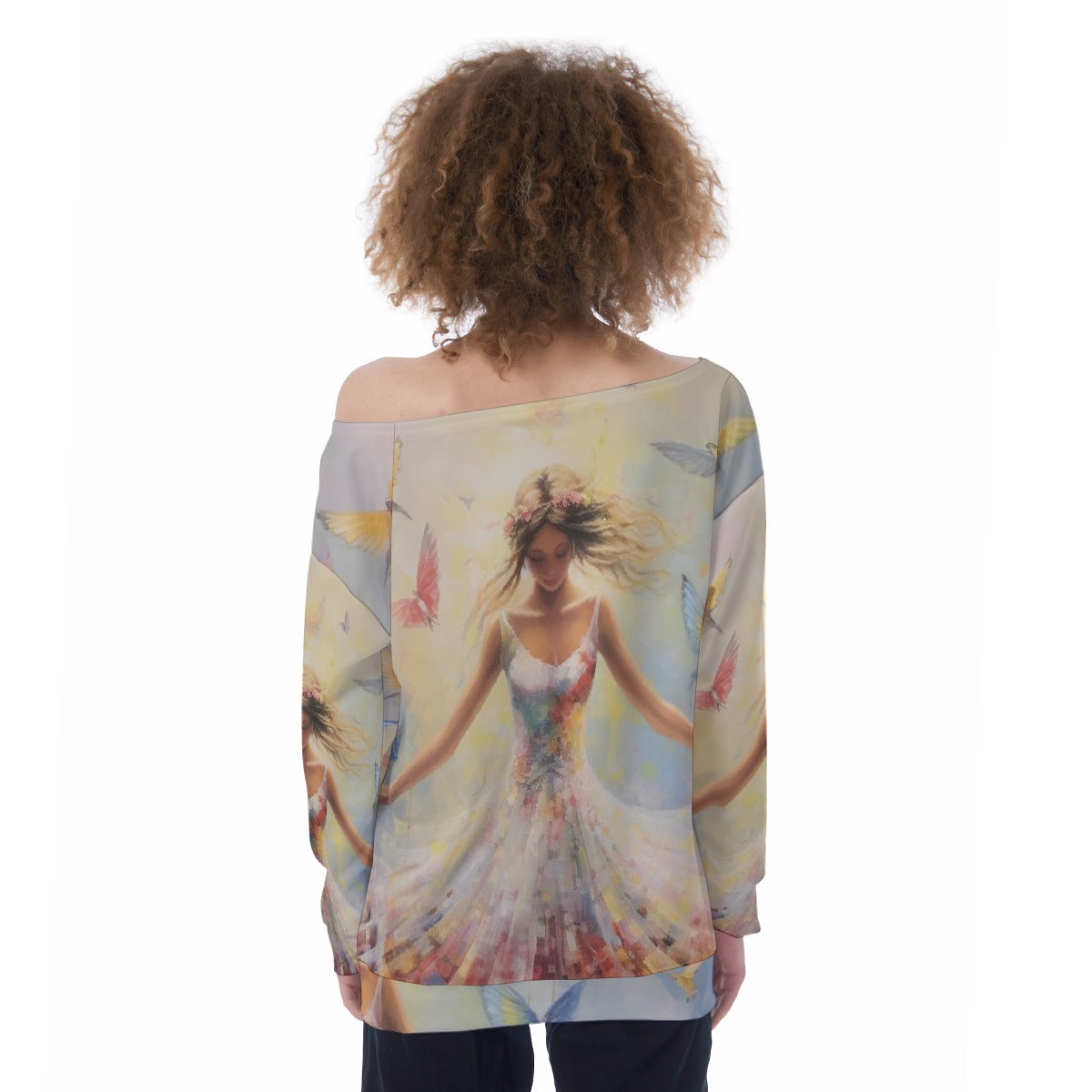 All-Over Print Oversized Women's Off-Shoulder Sweatshirt