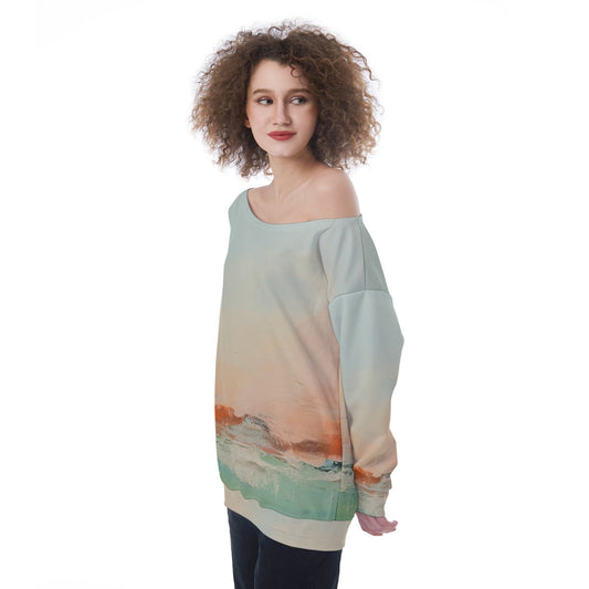 All-Over Print Oversized Women's Off-Shoulder Sweatshirt