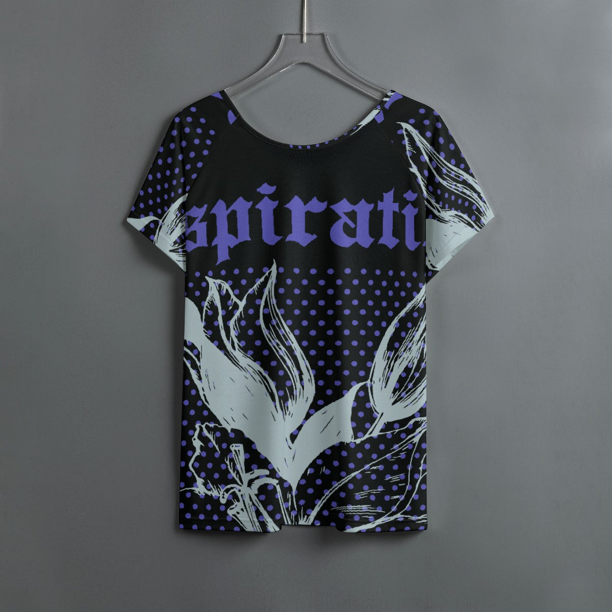 All-Over Print Women's Round Neck T-shirt With Raglan Sleeve