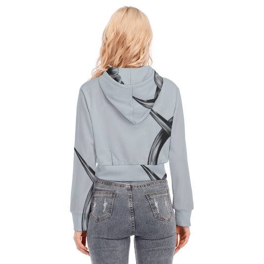 All-Over Print Women's Crop Top Hoodie With Zipper Closure