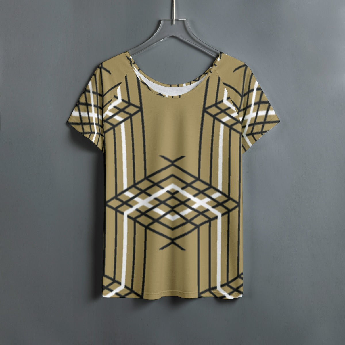 All-Over Print Women's Round Neck T-shirt With Raglan Sleeve