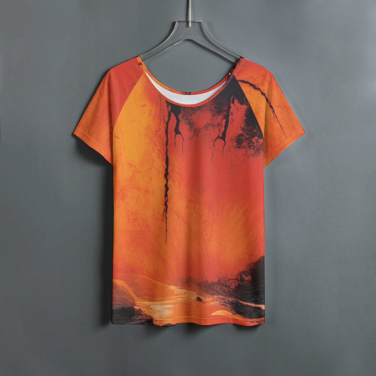 All-Over Print Women's Round Neck T-shirt With Raglan Sleeve