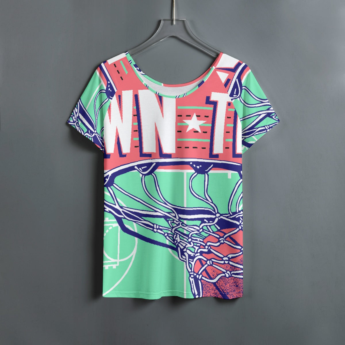 All-Over Print Women's Round Neck T-shirt With Raglan Sleeve