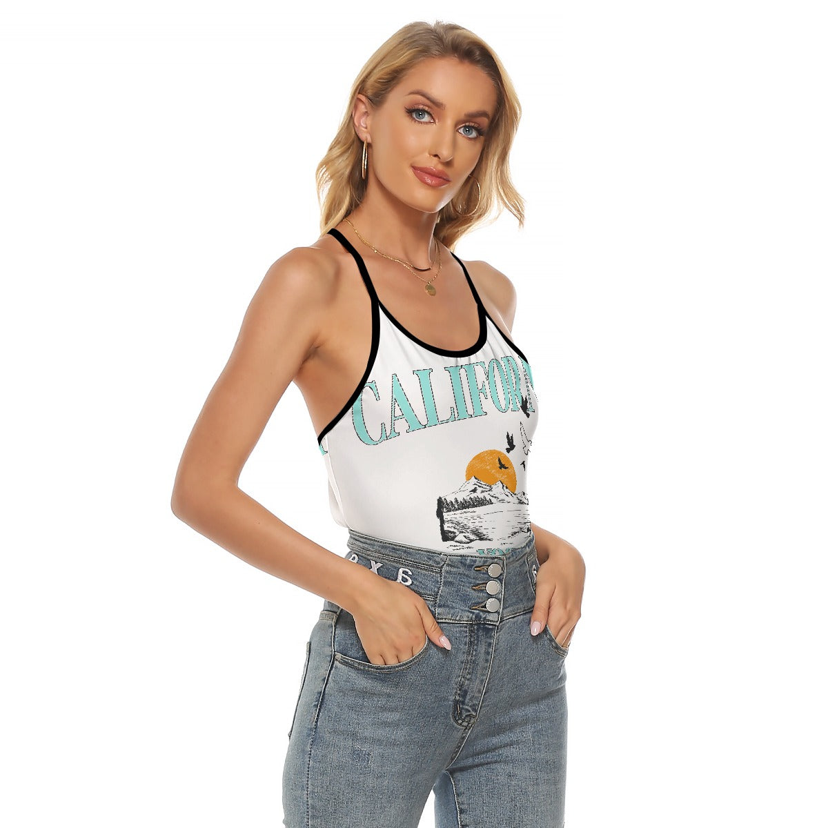 All-Over Print Women's Criss-Cross Open Back Tank Top