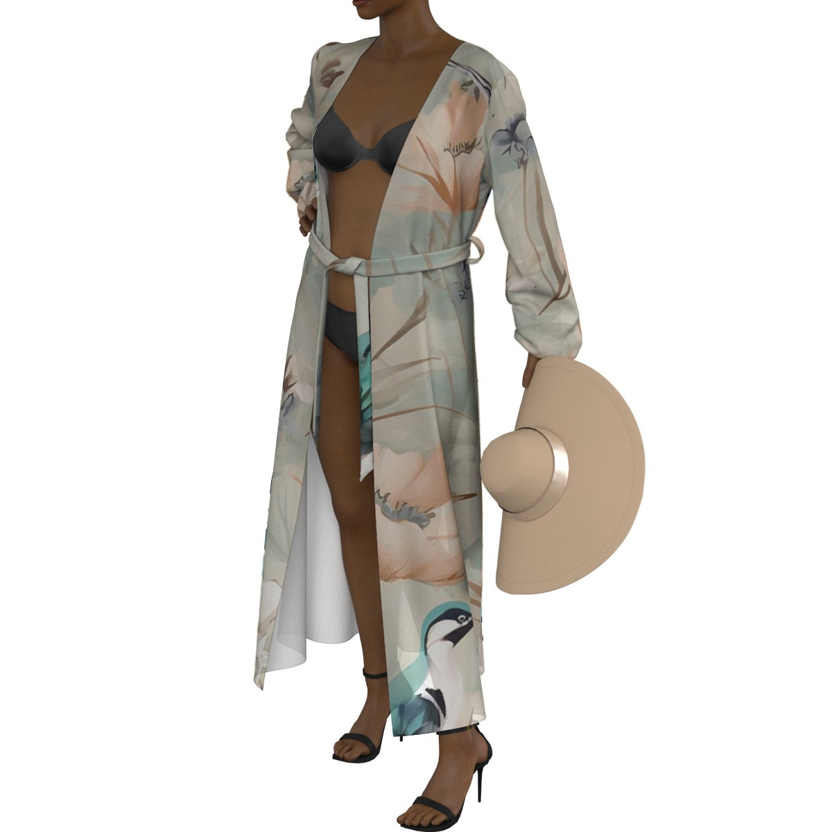 All-Over Print Women's Lace-up Chiffon Robe