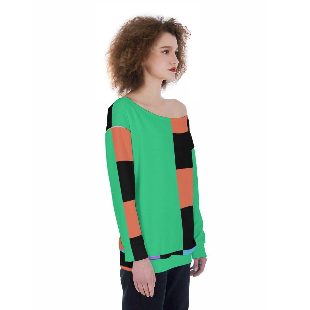 All-Over Print Oversized Women's Off-Shoulder Sweatshirt