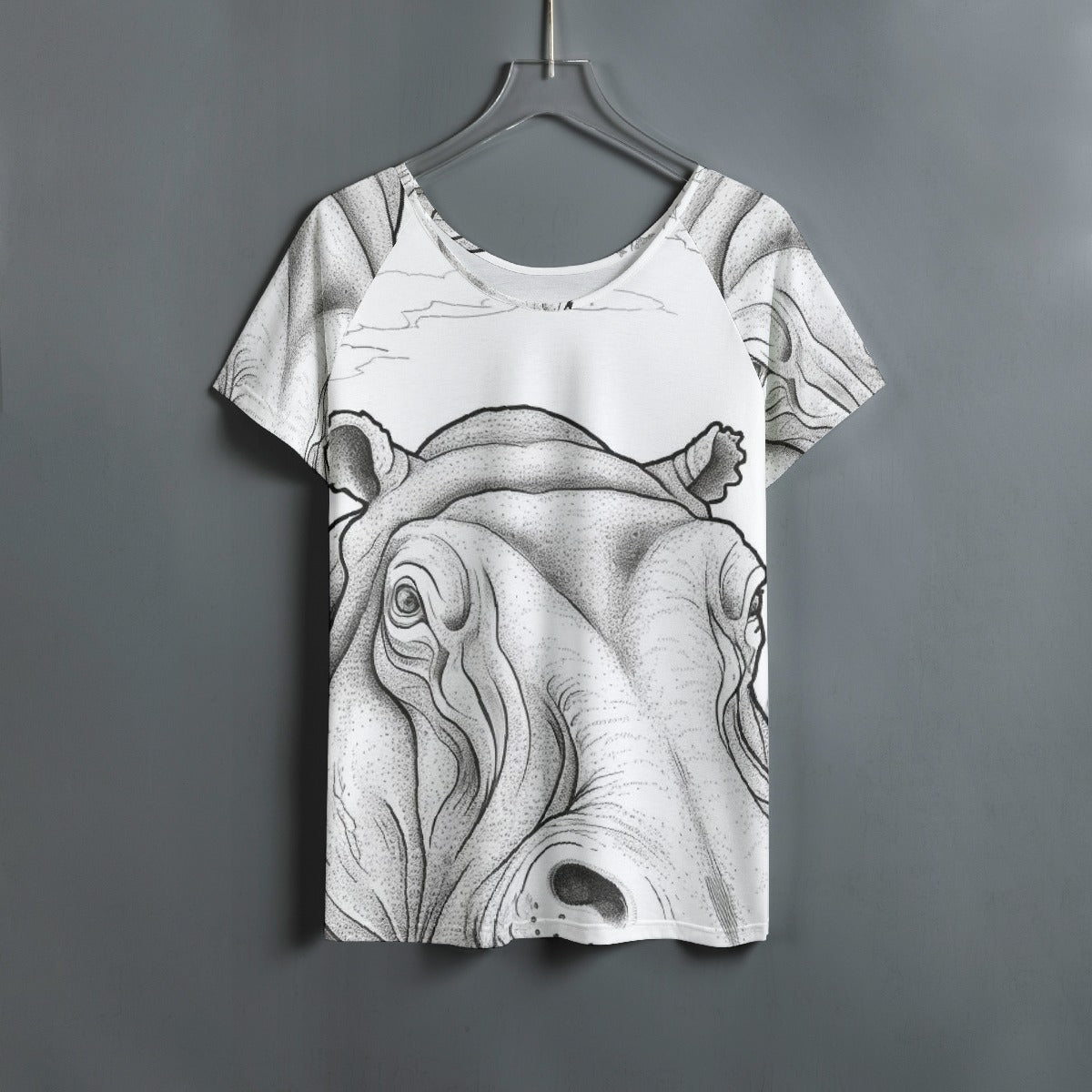 All-Over Print Women's Round Neck T-shirt With Raglan Sleeve
