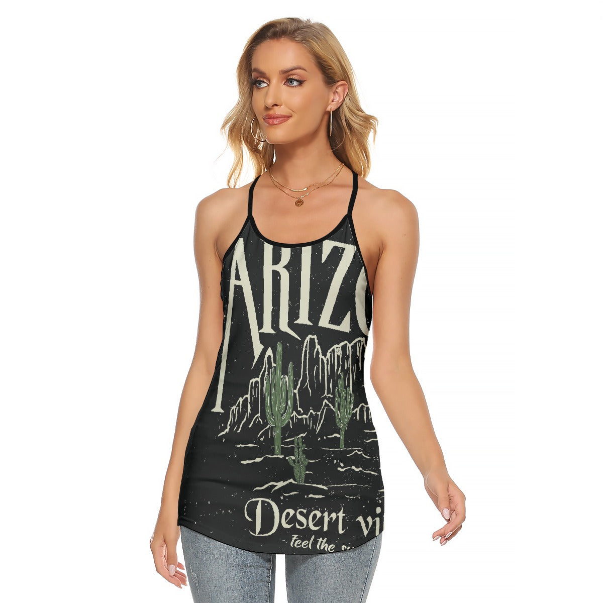 All-Over Print Women's Criss-Cross Open Back Tank Top