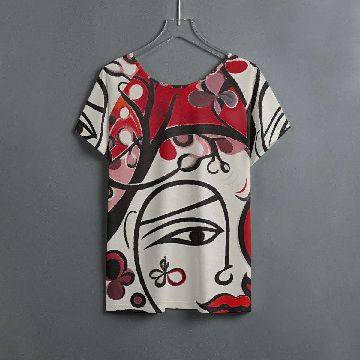 All-Over Print Women's Round Neck T-shirt With Raglan Sleeve