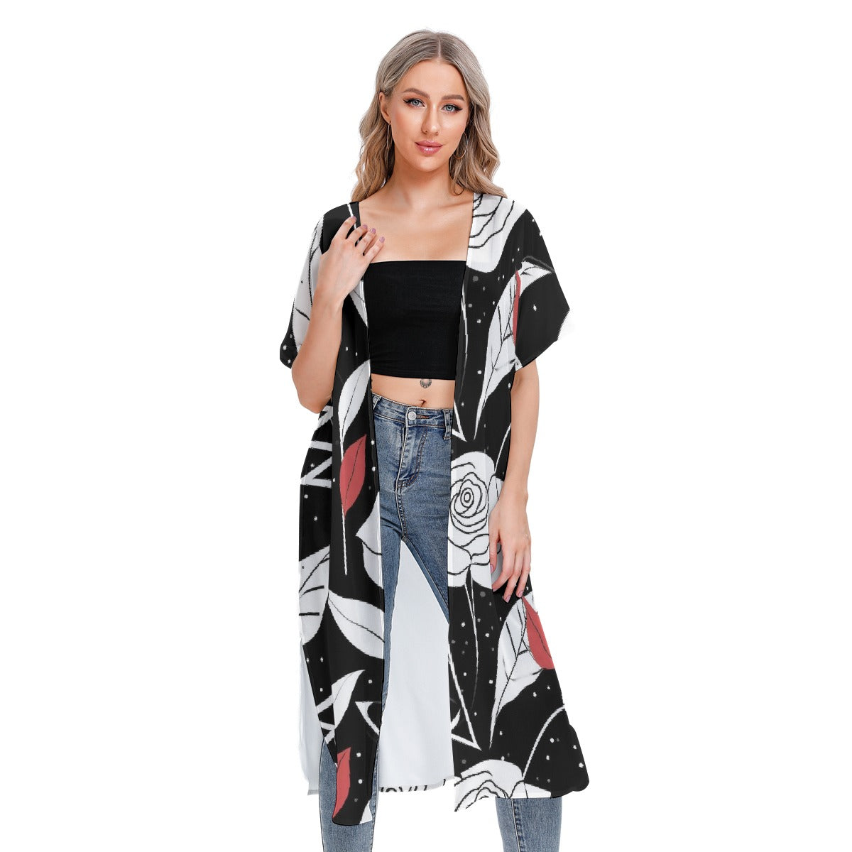 All-Over Print Women's Short Sleeve Cardigan
