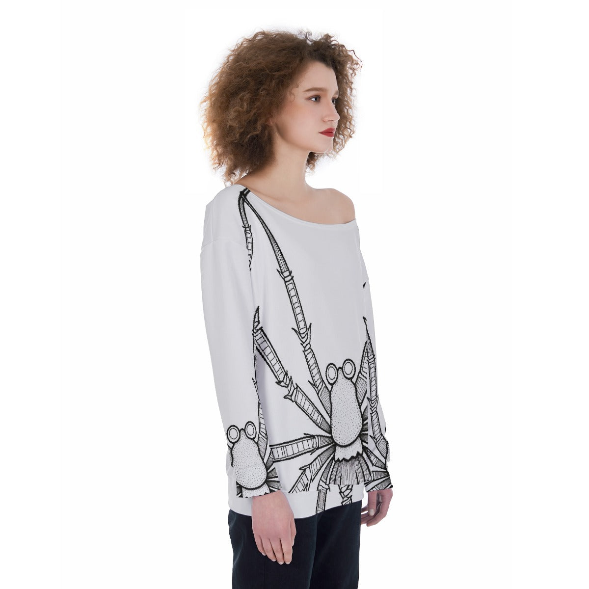 All-Over Print Oversized Women's Off-Shoulder Sweatshirt