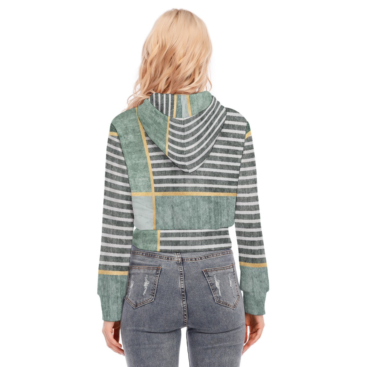 All-Over Print Women's Crop Top Hoodie With Zipper Closure