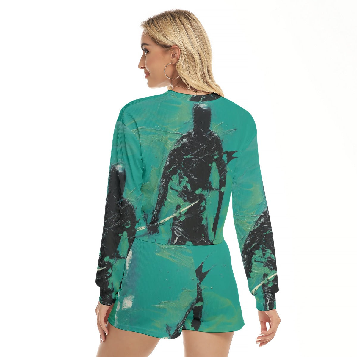 All-Over Print Women's Short Sweatshirt And Pants Suit