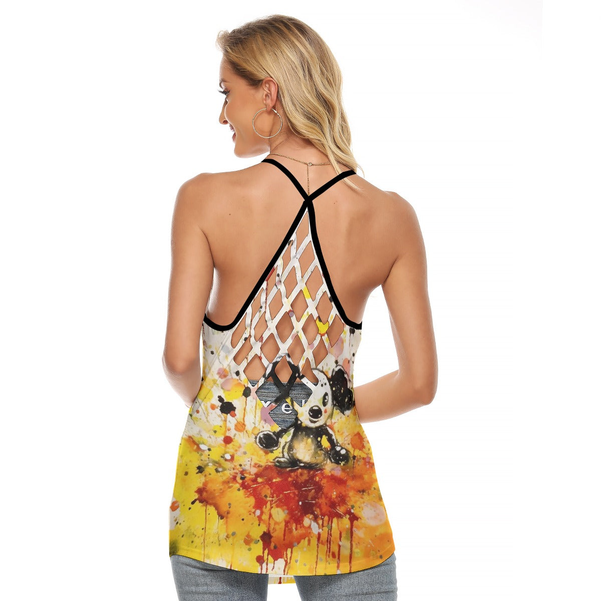 All-Over Print Women's Criss-Cross Open Back Tank Top