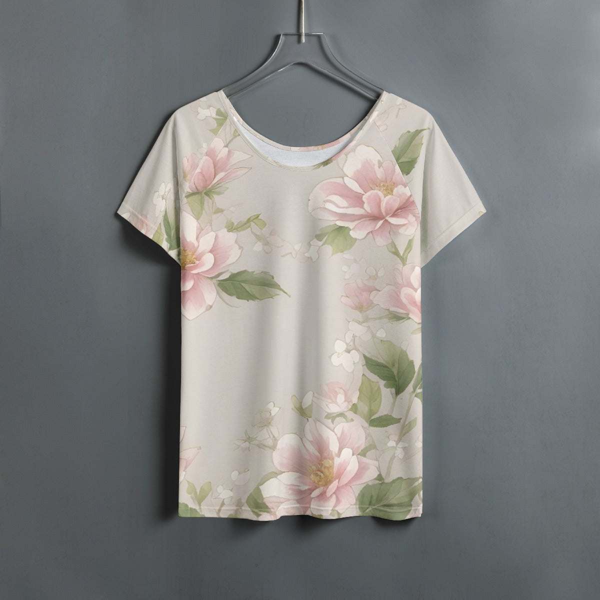 All-Over Print Women's Round Neck T-shirt With Raglan Sleeve