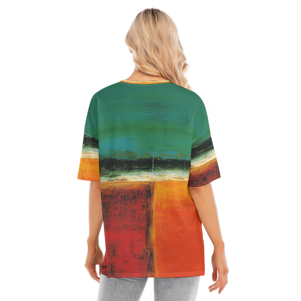 All-Over Print Women's Short Sleeves T-shirt With Hem Split