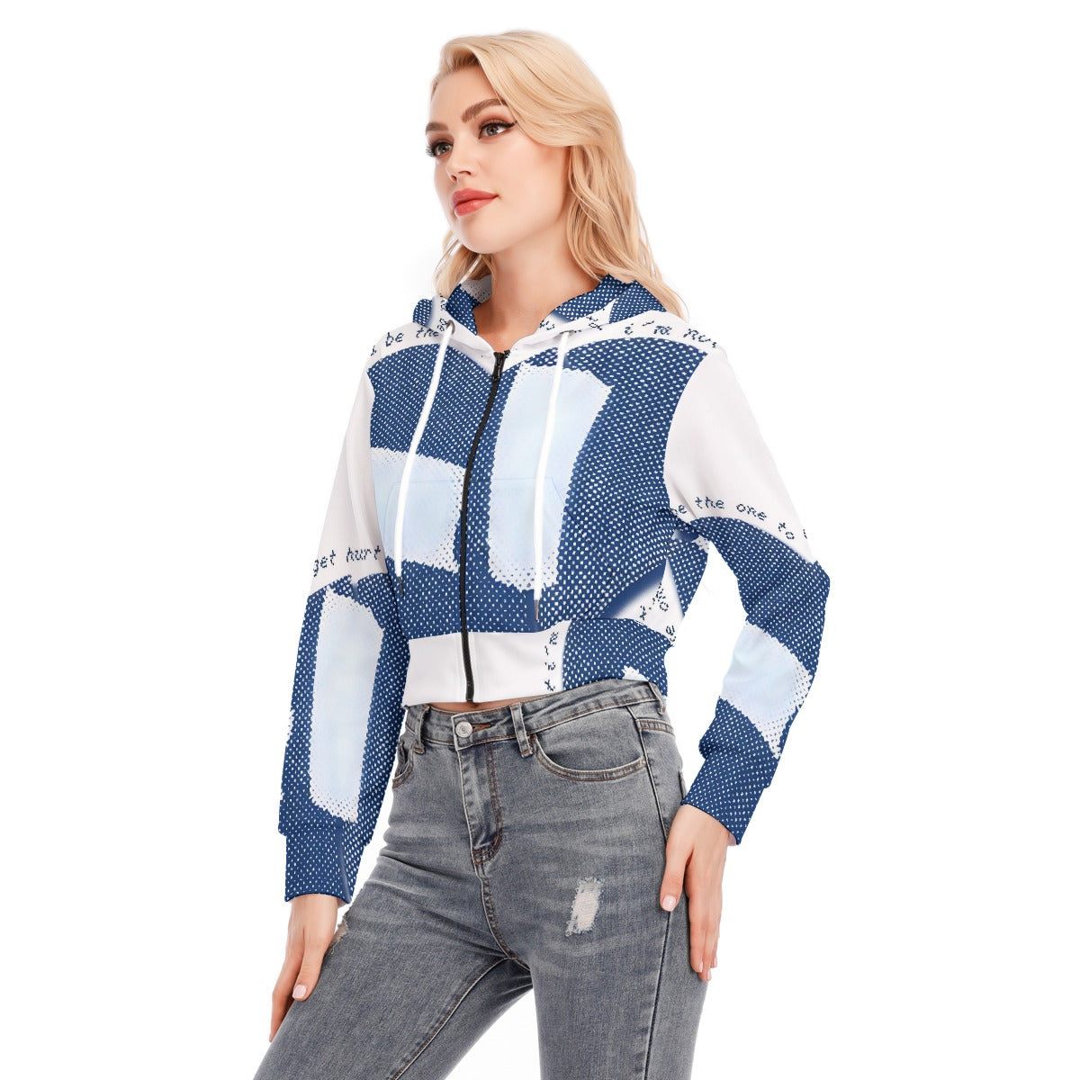 All-Over Print Women's Crop Top Hoodie With Zipper Closure