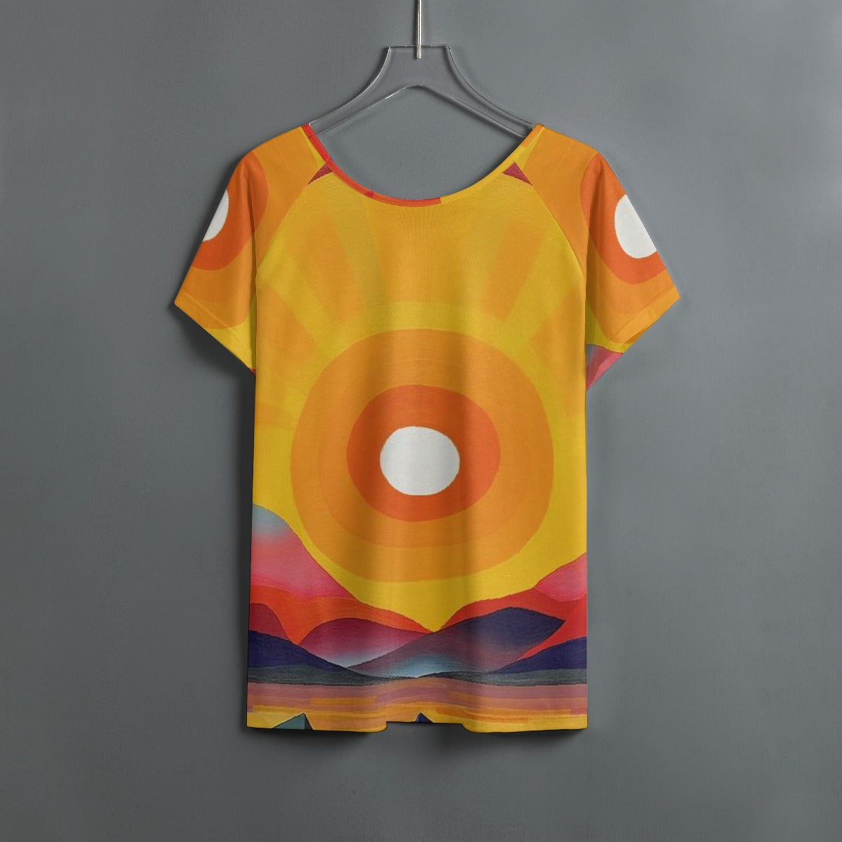 All-Over Print Women's Round Neck T-shirt With Raglan Sleeve