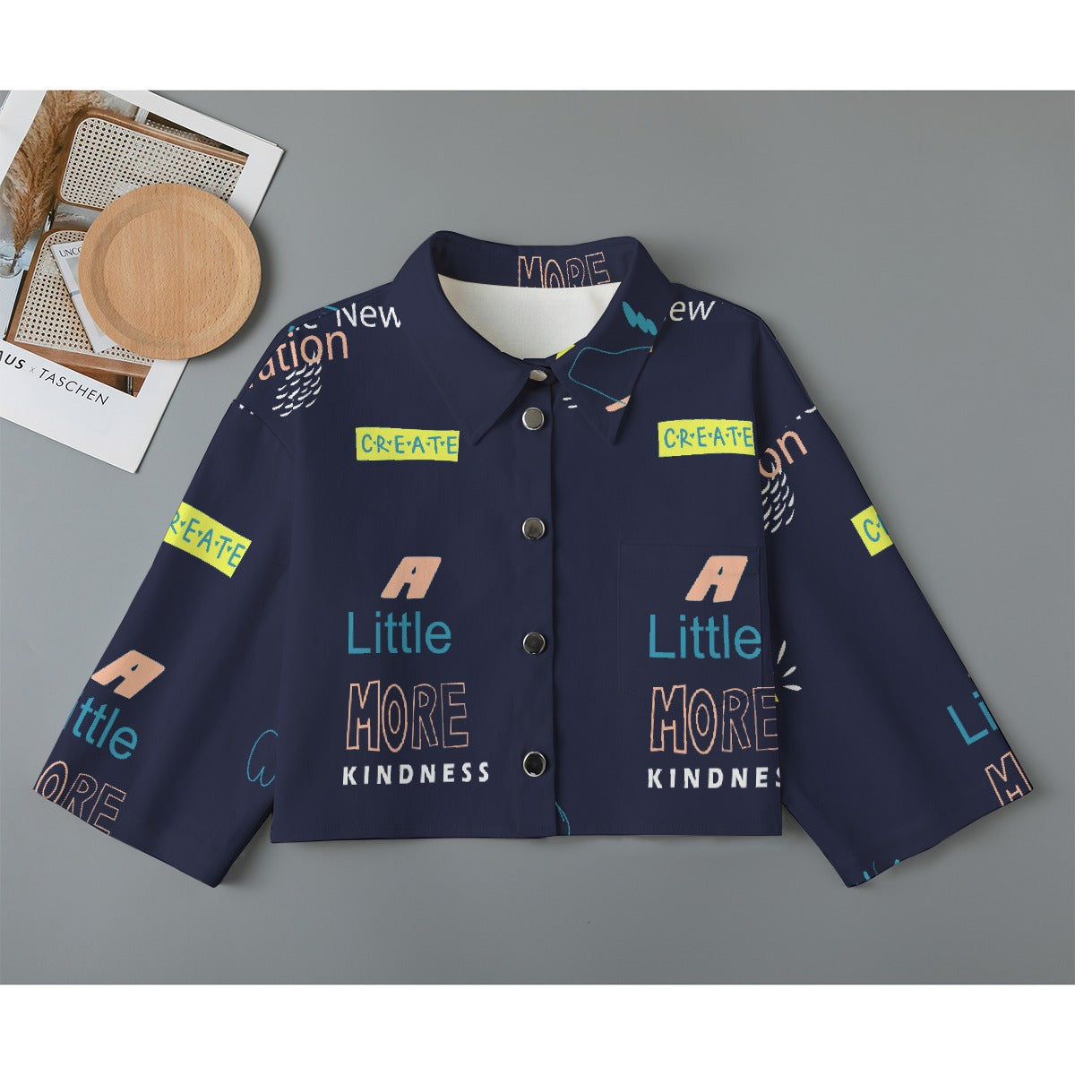 All-Over Print Women's Cropped Jacket | 245GSM Cotton