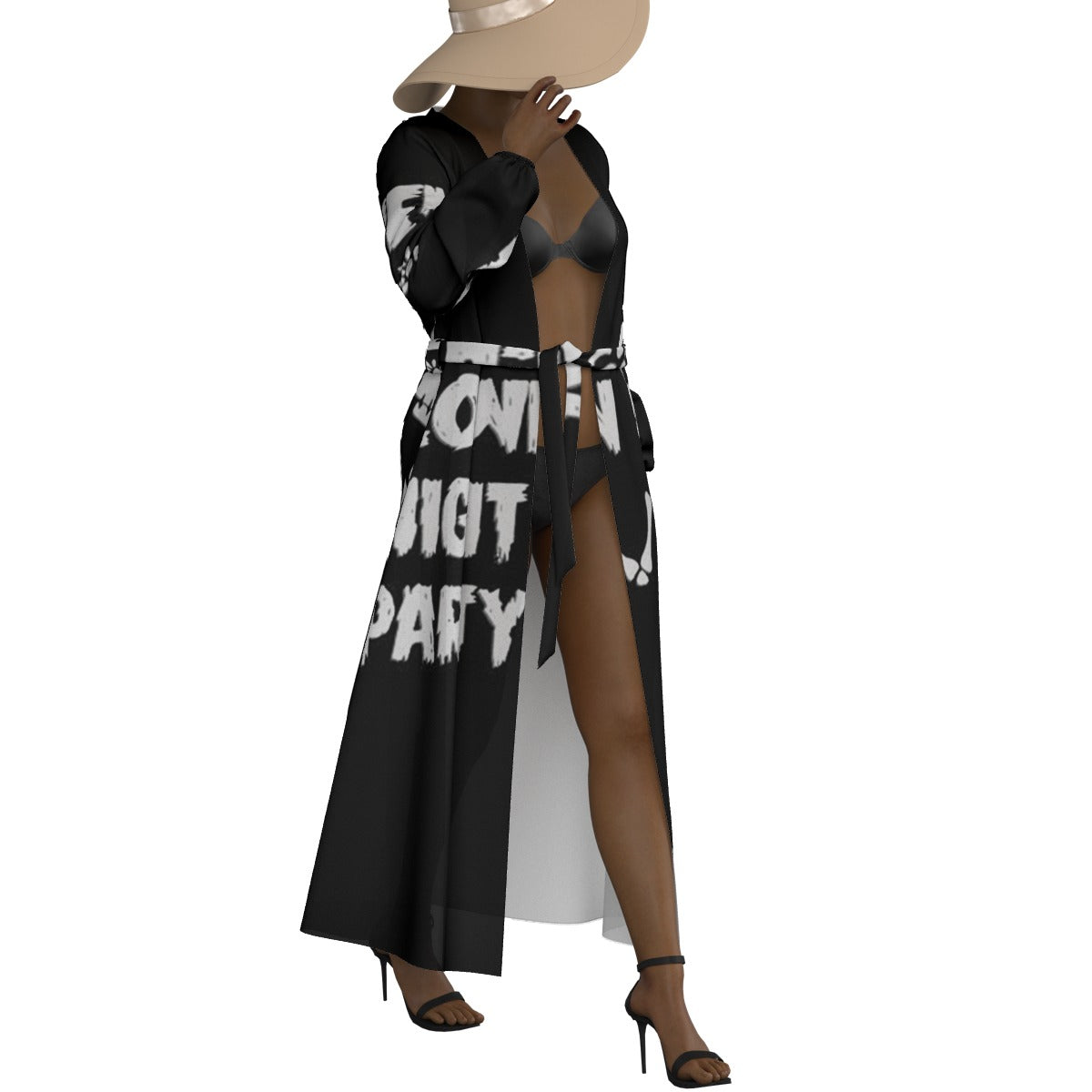 All-Over Print Women's Lace-up Chiffon Robe