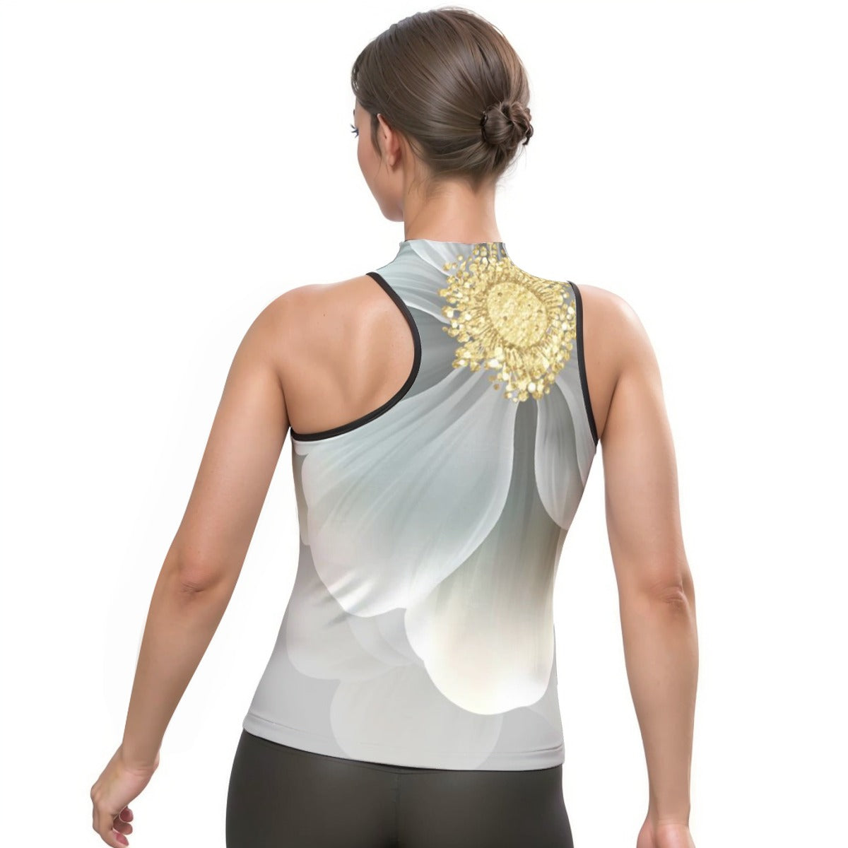 All-Over Print Women's Halter Sleeveless Asymmetrical Tank Top