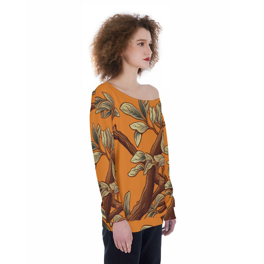 All-Over Print Oversized Women's Off-Shoulder Sweatshirt