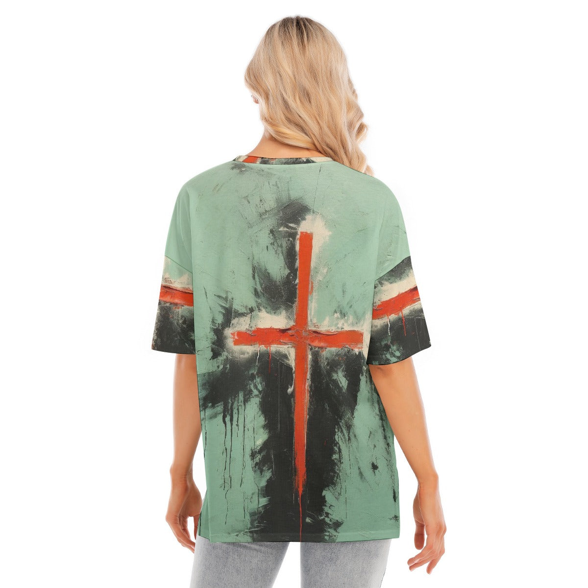 All-Over Print Women's Short Sleeves T-shirt With Hem Split