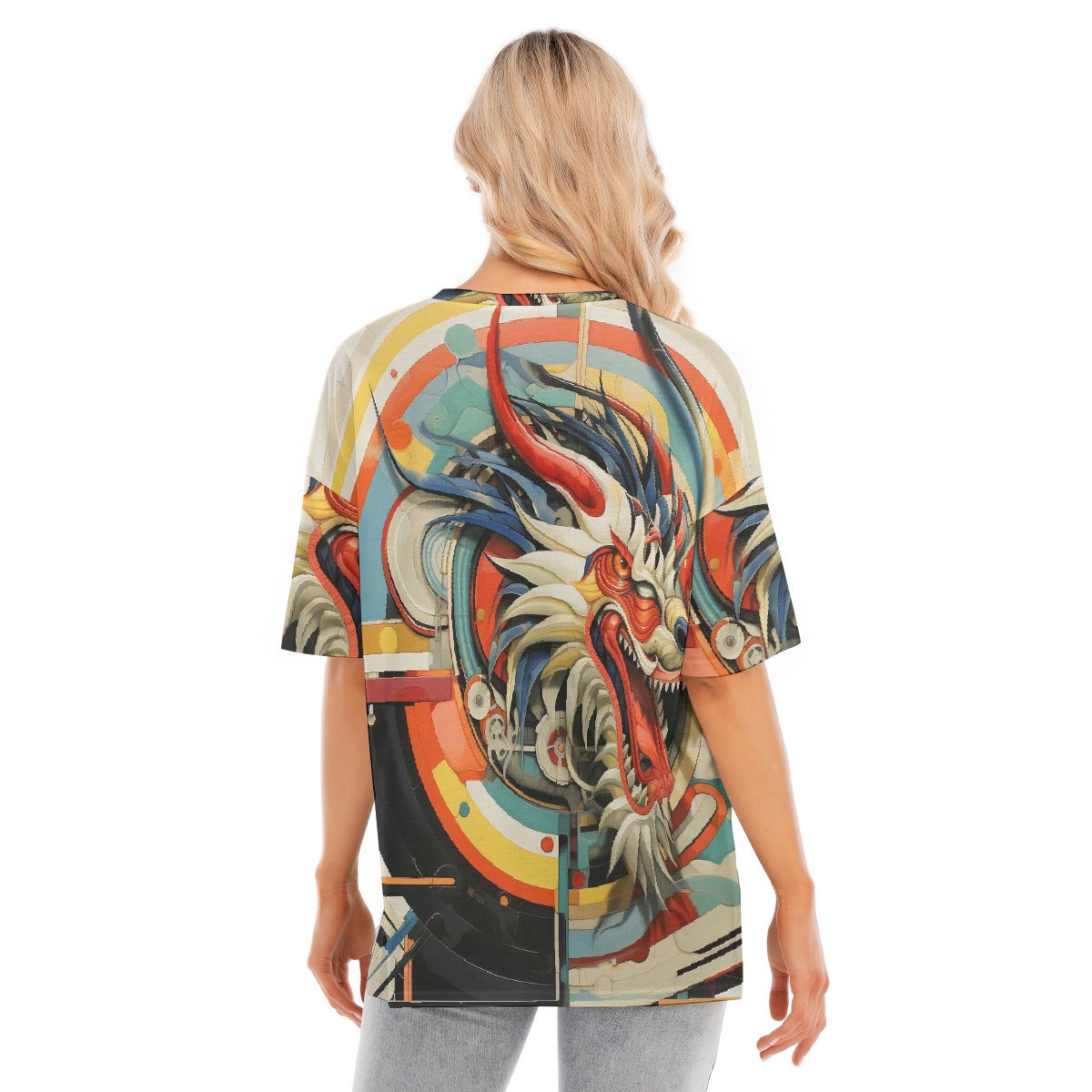 All-Over Print Women's Short Sleeves T-shirt With Hem Split