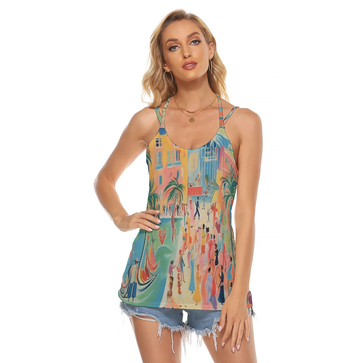 All-Over Print Women's Halter Top With Backless