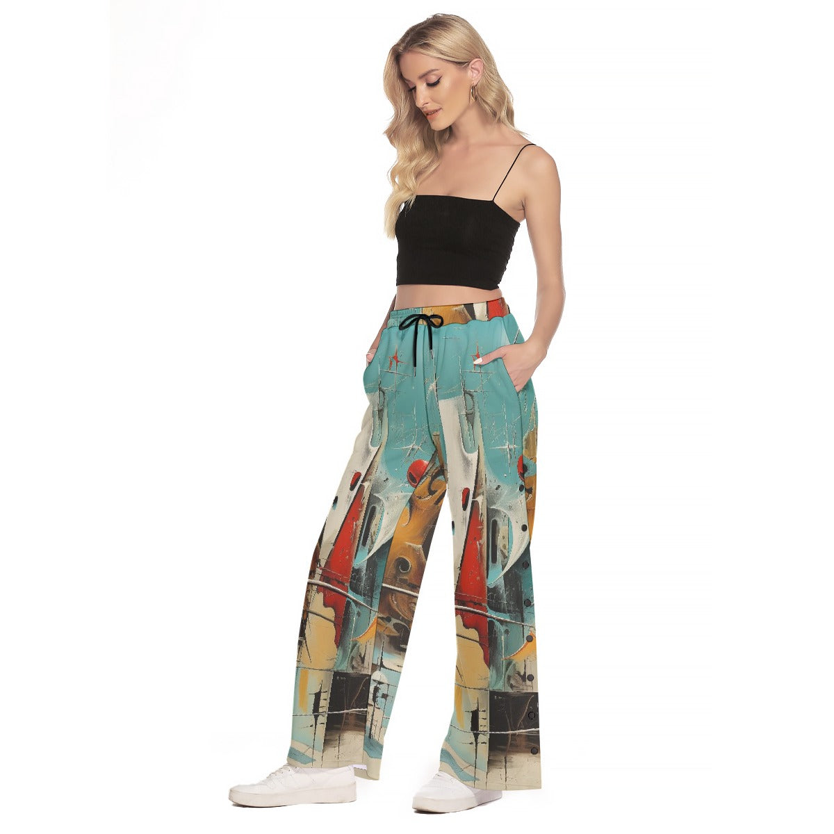 All-Over Print Women's Side Slit Snap Button Trousers